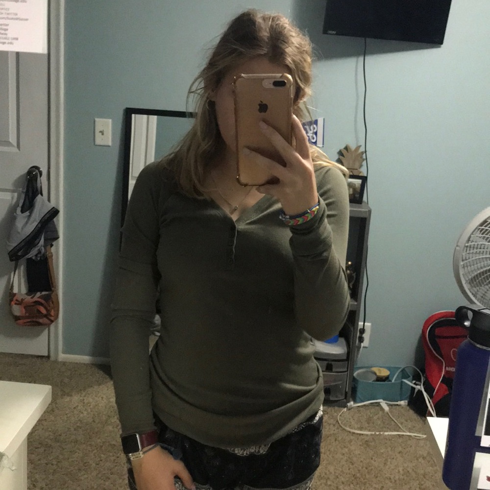 tight green long sleeve!